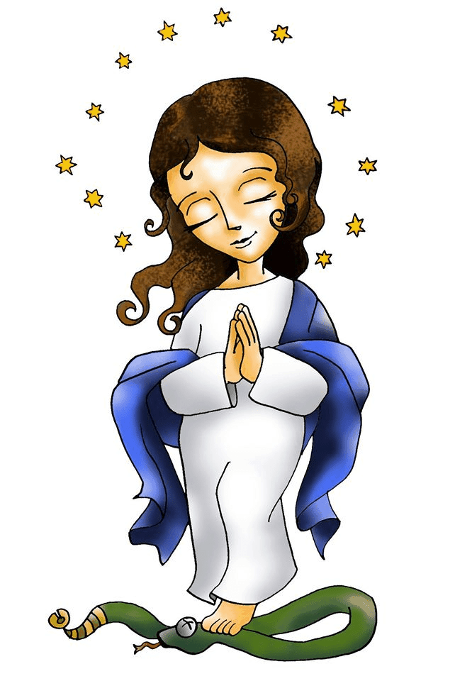 Imagen en forma de comic de la Llena de Gracia, Inmaculada